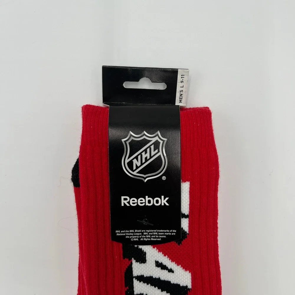 Reebok NHL Calgary Flames Men's Crew Socks 3‎ Pack Size L 9-11 Red Grey New